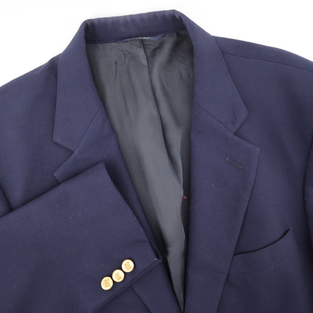 Brooks Brothers Gold Buttons Worsted Wool Blazer Navy Blue Mens 42L